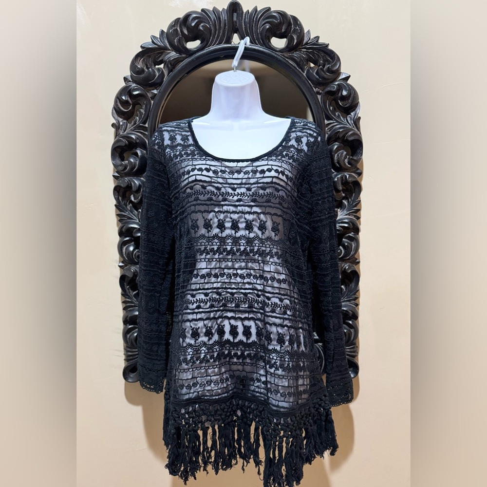 Mollo Rello Black Lace Boho Dress Or Coverup